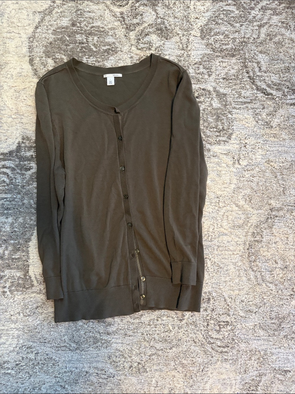 Halogen Olive Button-Front Lightweight Cardigan